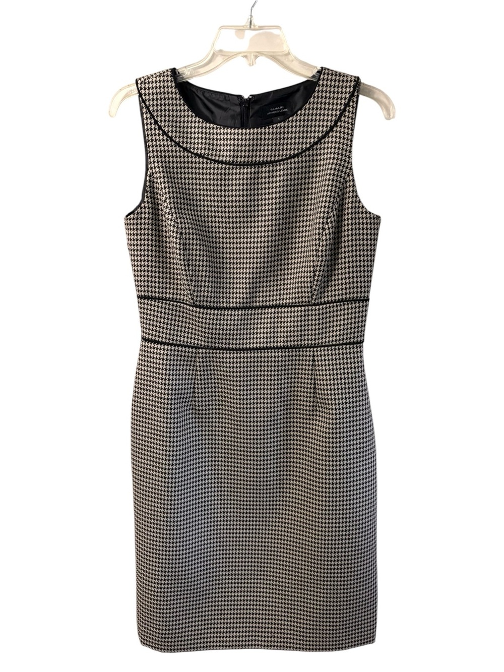 Tahari Houndstooth Sleeveless Sheath Midi Dress Size 6